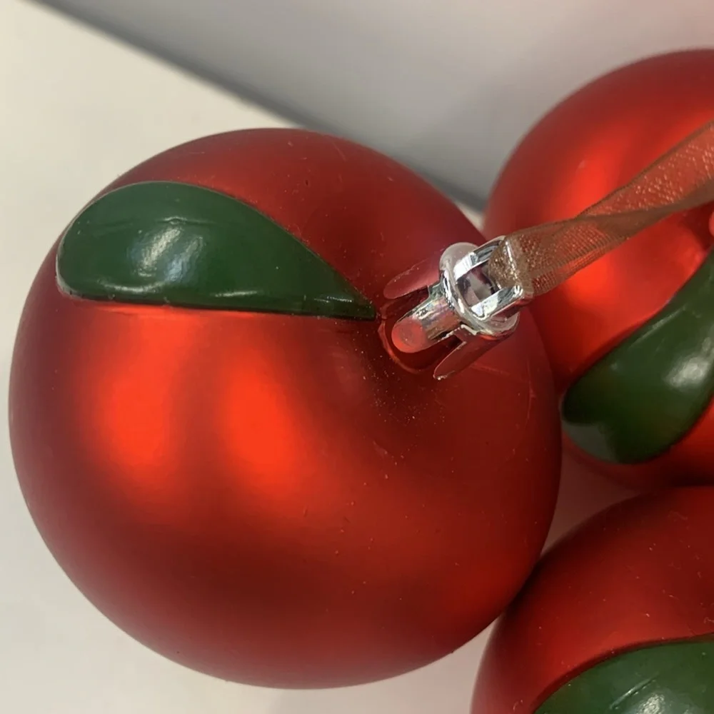 4 pc 🍎 IKEA Apple Christmas ornaments decorations in box holiday decor red fruit
